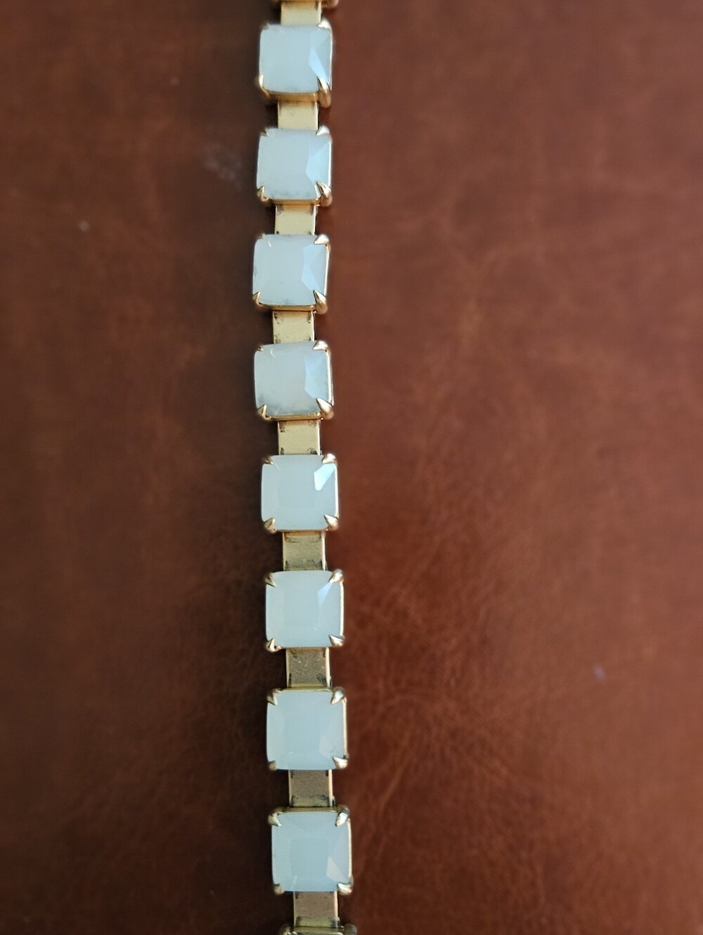 Gold-Tone Bracelet with Light Blue Square Stones